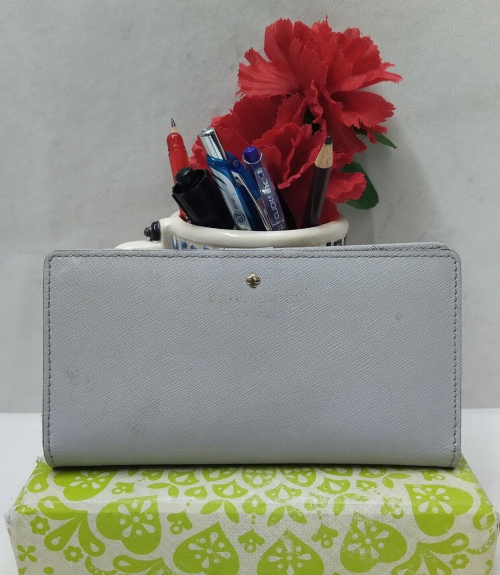 Kate Spade New York Gray Leather Credit Card ID Window Bifold Wallet